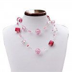 Collier murano rose et argent en verre de venise