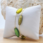 Armband originele murano glas oliver groen en goud 