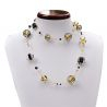 Necklace murano glass black and gold necklace long genuine murano glass