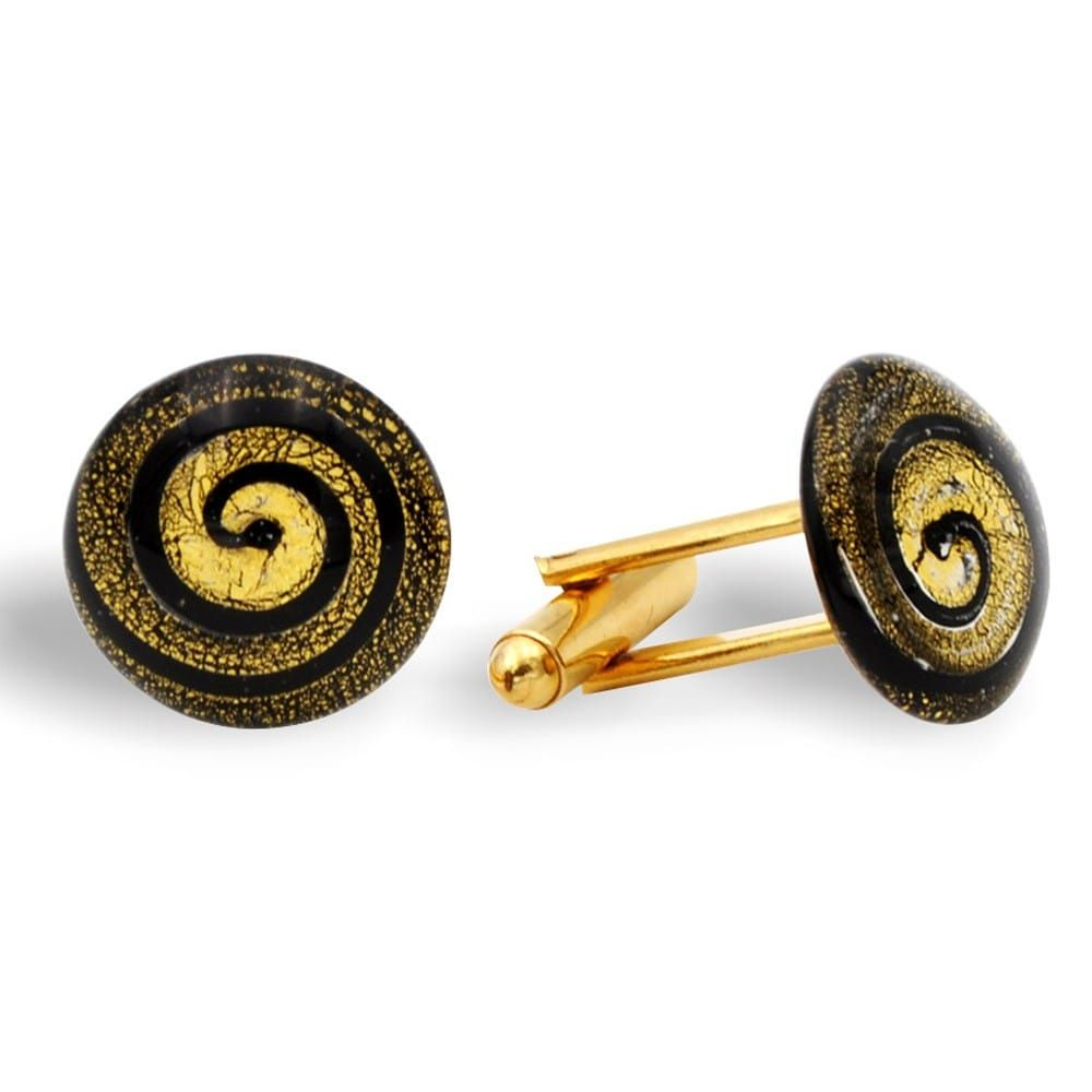 Redondos espiral - gemelos espiral redondo oro en verdadero cristal de murano venecia