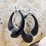 Boucles d'oreilles creoles noires mio veritable verre de murano de venise