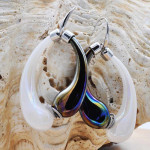  mio black and pearly earrings creoles genuine murano glass of venice 