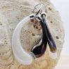 Black and pearly earrings creoles genuine murano glass of venice 