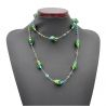 Green necklace long murano glass green and blue 