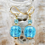 Boucles d'oreilles bleu azur verre de murano de venise