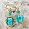 Fizzy turquoise blue earrings genuine venice murano glass