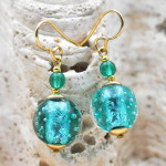 Boucles d'oreilles bleu turquoise en verre de murano de venise