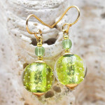 Aretes verde anis joya genuina de vidrio de murano de venecia