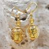 Fizzy gull øredobber-smykker ekte murano-glass i venezia