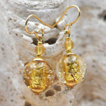 Aretes oro joya genuina de vidrio de murano de venecia