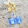 Øredobber med diamanter blå øredobber smykker i ekte murano-glass fra venezia