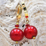 Bola rojo pendientes joyas verdadero cristal de murano venecia