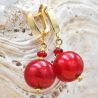 Bola rojo pendientes joyas verdadero cristal de murano venecia