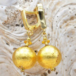 Bola oro aretes gancho cerrado joyeria verdadero cristal de murano venecia