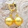 Ball gold lever back earrings genuine venice murano glass