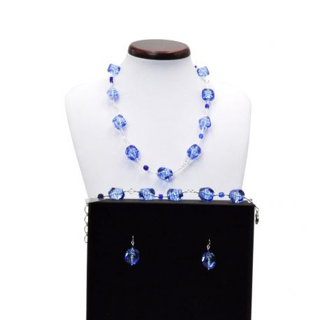 Sasso rigadin collar azul en verdadero cristal de murano venecia