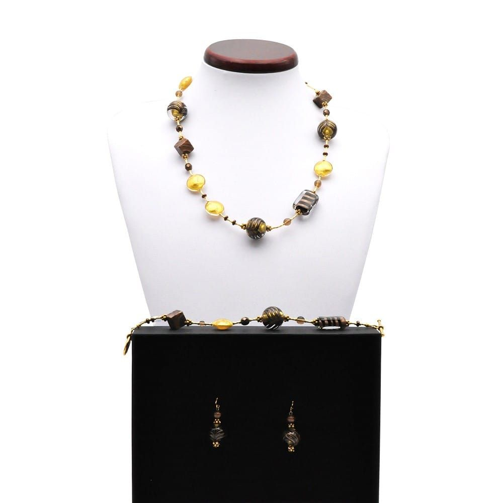 Fenicio oro - conjunto de joyas de oro cristal en verdadero murano de venecia