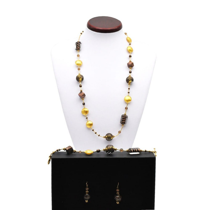  schmuckset fenicio gold lang schmuck aus echtem muranoglas aus venedig 