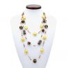 Long necklace in gold long necklace jewelry murano glass bariole brown