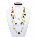 Lange ketting in het goud lange ketting sieraden van murano-glas bariole bruin