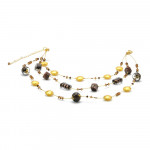 Long necklace in gold long necklace jewelry murano glass bariole brown