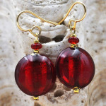 Pendientes cristal rojo joyas verdadero cristal de murano venecia