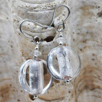 Boucles d'oreilles transaprentes argent en verre de murano 