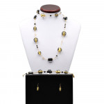 Schmuckset jo-jo schwarz und gold schmuckset aus echtem muranoglas aus venedig