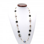 Clear moon black - black collar jewel, genuine murano glass of venice