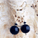 Boucles d'oreilles en verre de murano noire en veritable verre de venise