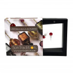 Cube bicolore boucles d'oreilles en verre de murano ambre et rouge