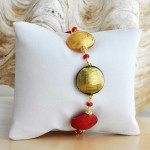 Armband murano rood en goud