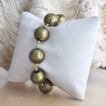 Khaki green murano glass bracelet