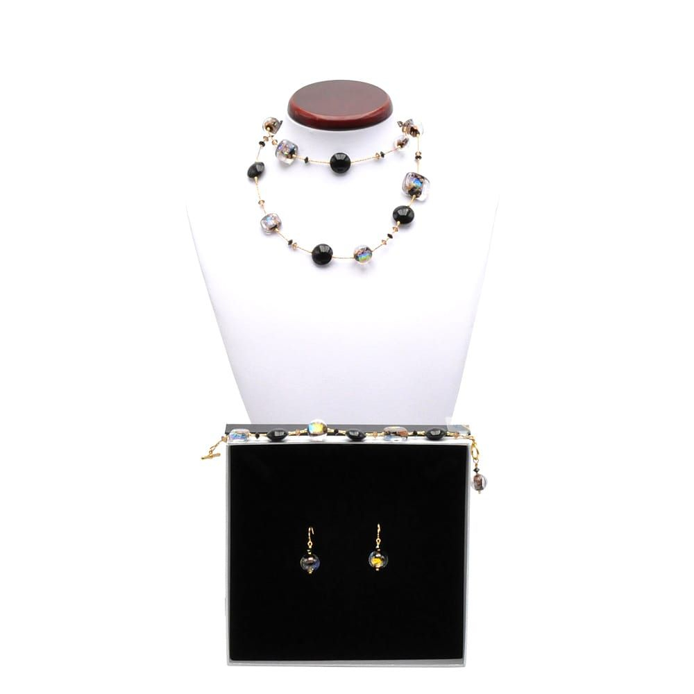 Måneskinn svart - pryd-smykker ekte murano-glass i venezia