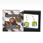 Earrings green quadrifoglio murano glass of venice