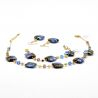 Jewellry set quadrifoglio blue jewel in true murano glass of venice