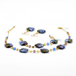 Conjunto de cristal murano quadrado azul