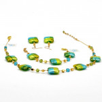 Conjunto de cristal murano quadrado verde