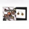 Brincos de vidro murano pastilha ouro e chocolate de veneza
