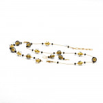 Jo-jo mini conjunto de joyas negro y oro genuino cristal de murano venecia