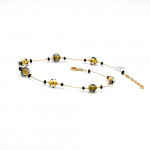 Original gold murano glass necklace of black and gold genuine murano glass