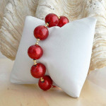 Ball red and gold bracelet - genuine murano glass bracelet from venice