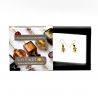 Jo-jo-mini svart och guld prickiga örhängen-smycken äkta murano glas i venedig