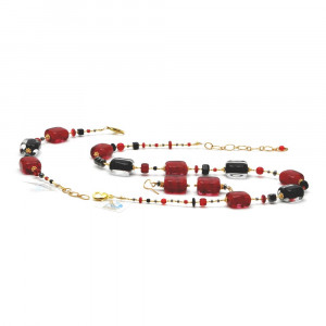 Schissa rouge et noir parure de bijoux en veritable verre de murano