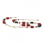 Schissa rouge et noir parure de bijoux en veritable verre de murano