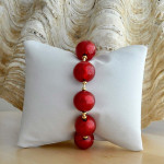 Ball red and gold bracelet - genuine murano glass bracelet from venice