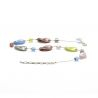 Necklace silver multi-colored genuine murano glass