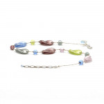 Necklace silver multi-colored genuine murano glass