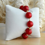 Ball red and gold bracelet - genuine murano glass bracelet from venice