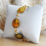 Bunt herbstgold armband aus echtem muranoglas 